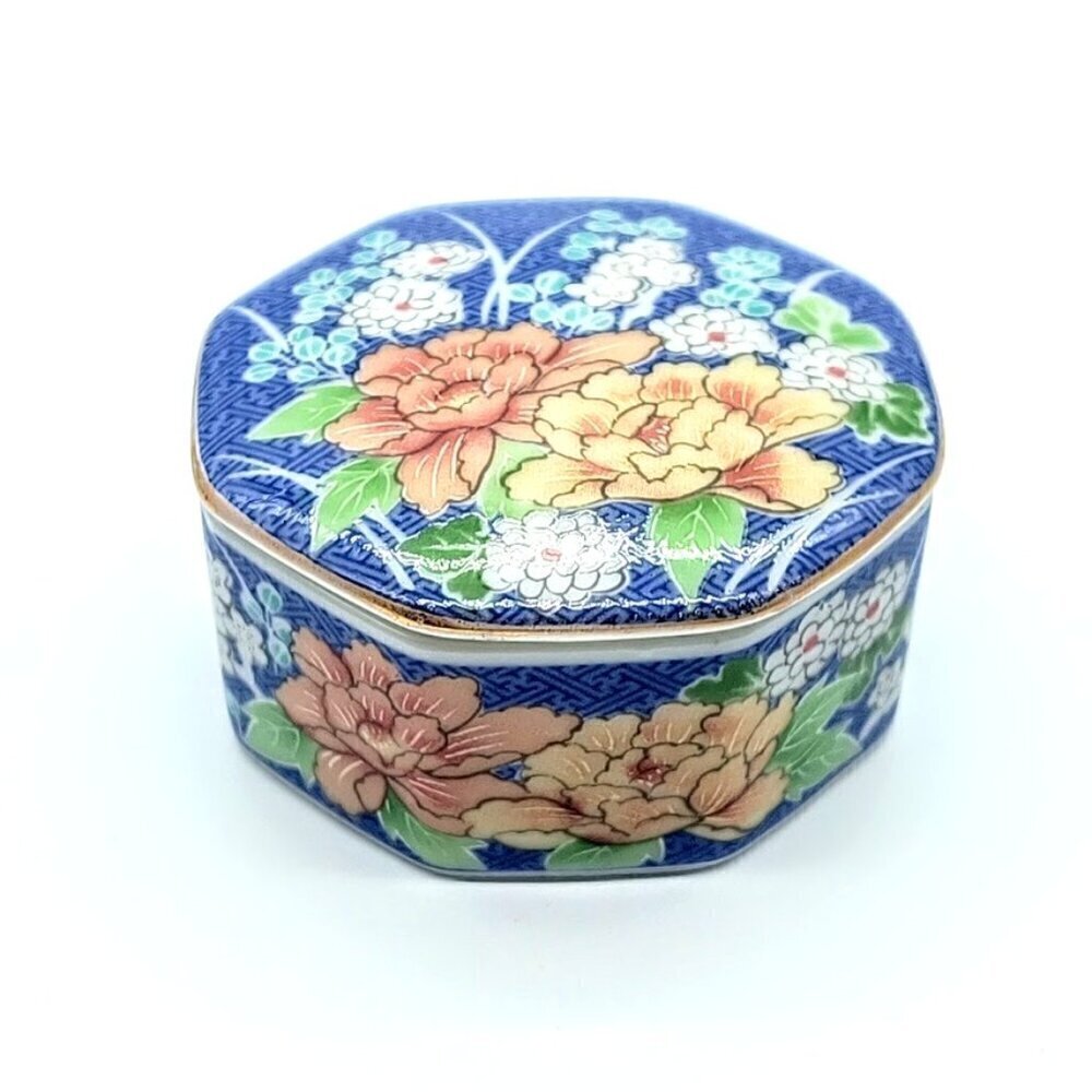 Vintage Takahashi Echo Hand-Painted Floral Porcelain Trinket Box